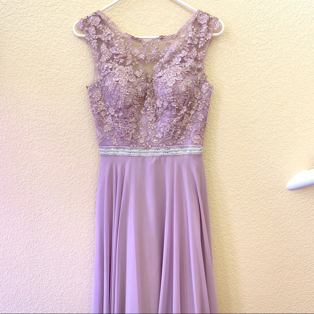 PROMGIRL ILLUSION LACE BODICE DRESS